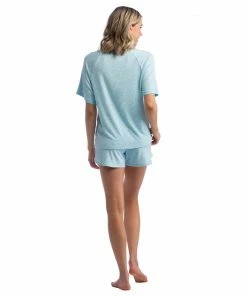 Softies Dream Slouchy Tee Top With Shorts Lounge Set - Heather Glacier Blue