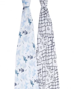 Aden + Anais Large Swaddles- Gone Fishing
