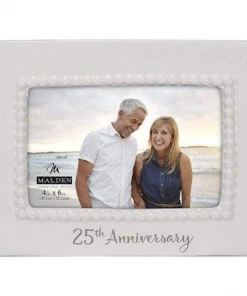 Malden International Designs Malden 25th Anniversary Ceramic Bead Picture Frame Gifts
