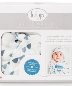 Lulujo Hello World Newborn Set- Navy Triangles Baby