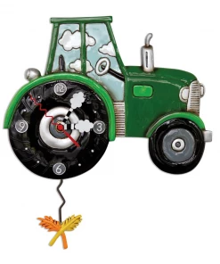 Gifts Allen Designs Green Tractor Time Pendulum Clock