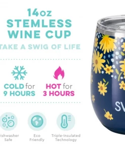 Budget ๐ New Arrivals Swig Life- Stemless Cup - Lazy Daisy ๐งจ 14 New Arrivals Swig Life- Stemless Cup - Lazy Daisy