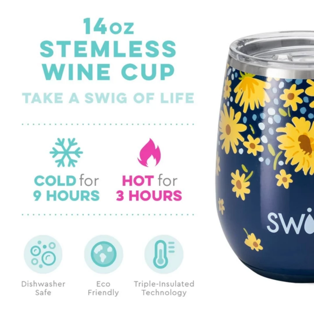 Budget ๐ New Arrivals Swig Life- Stemless Cup - Lazy Daisy ๐งจ 8 New Arrivals Swig Life- Stemless Cup - Lazy Daisy