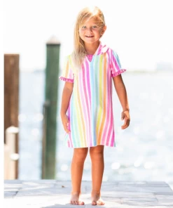 Ruffle Butts - Rainbow Dream Stripe Ruffle Terry Cover-Up New Arrivals