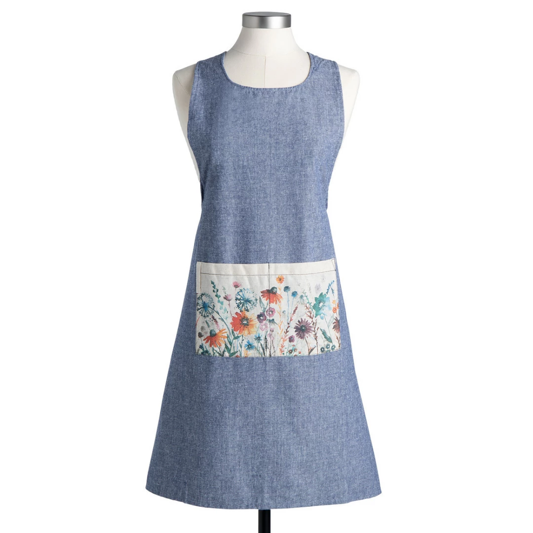 Best Pirce π Demdaco - Meadow Flowers Denim Blue One Size Cotton Fabric Kitchen Front Pocket Apron Kitchen & Home β 3 Demdaco - Meadow Flowers Denim Blue One Size Cotton Fabric Kitchen Front Pocket Apron Kitchen & Home