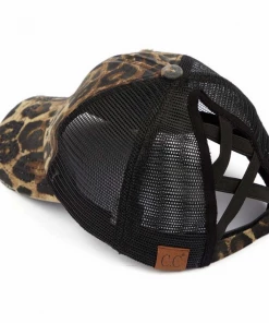 CC Beanie Apparel & Accessories High Ponytail Hat- Leopard/Black