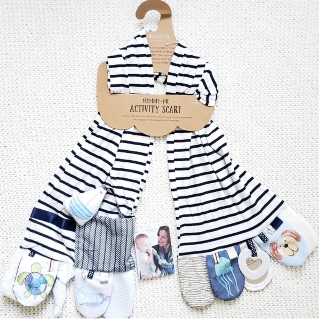 Buy ๐คฉ Demdaco - Mommy & Me Activity Scarf - Blue & White ๐ 4 Demdaco - Mommy & Me Activity Scarf - Blue & White