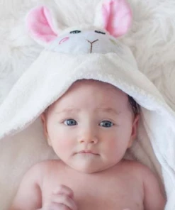 Zoocchini Hooded Baby Towel- Lamb
